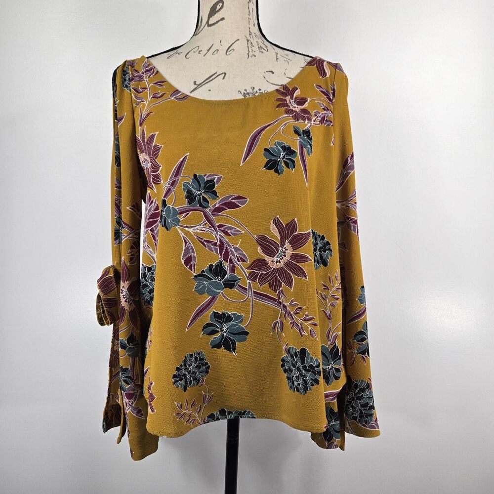 Shyanne Women's Size Medium Mustard Yellow Cold Shoulder Blouse